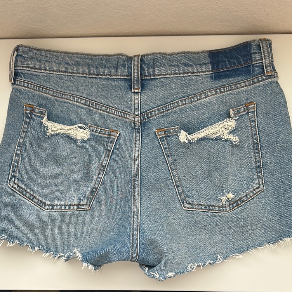 Abercrombie & Fitch Light Blue Distressed Jean Shorts - Picture 2 of 3